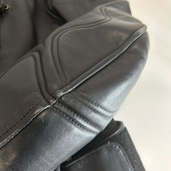 Vtg Teknic Black Leather Motorcycle Jacket Men’s Sz 40/50 Padded Biker Cafe Race - Picture 6 of 14